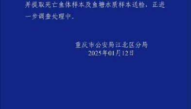 重庆一公园大量观赏鱼死亡,警方通报
